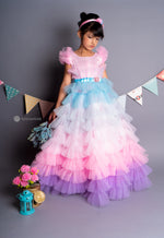 Load image into Gallery viewer, Pink Cascades Frilled Gown
