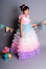 Load image into Gallery viewer, Pink Cascades Frilled Gown
