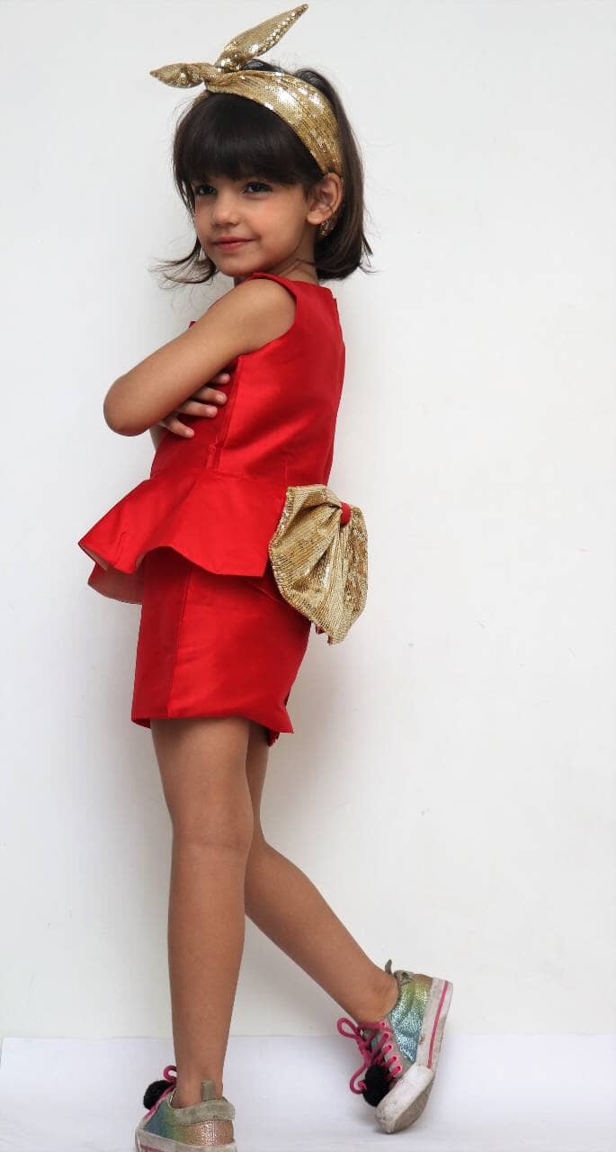 Ruby Red Peplum Dress Tunic Forever Kidz 