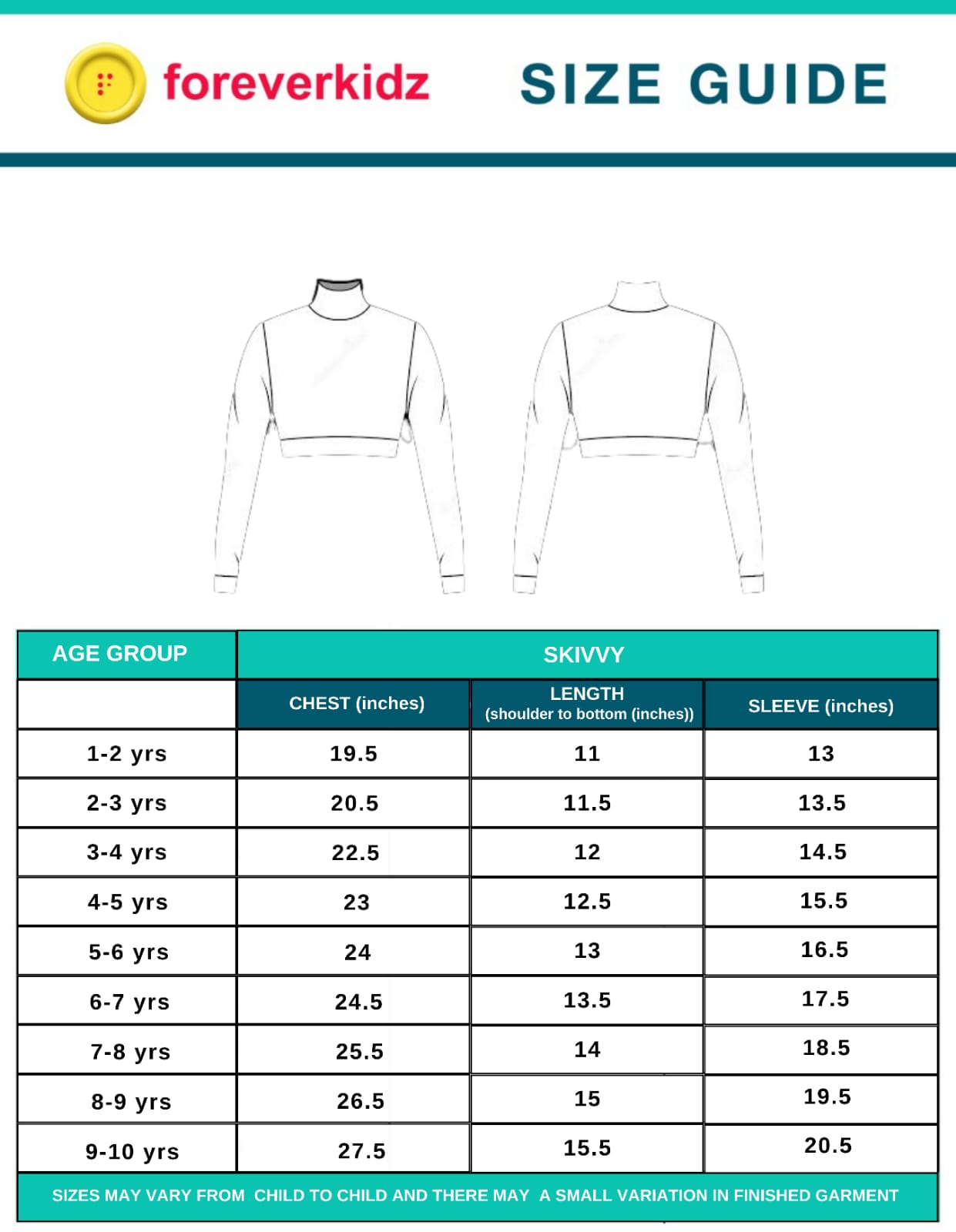 Size Guide for Skivvy 